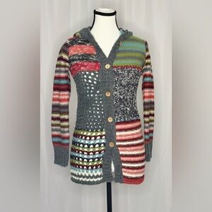 Early 2010’s Mimi & Maggie Boho Cardigan with a colorful whimsical knit design